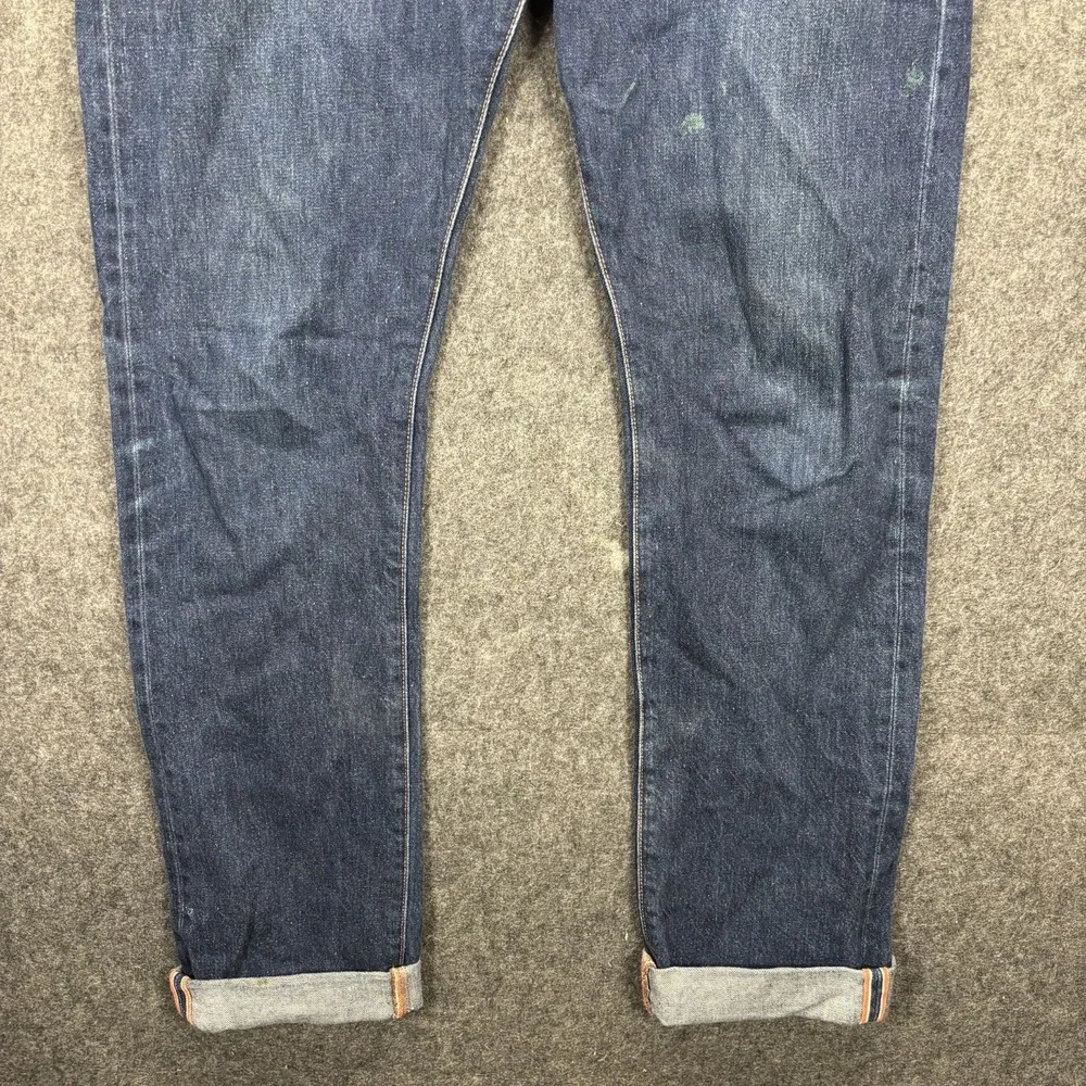 Jean Shop Bowie Slim Selvedge Jeans Men 32L Blue Button Fly White Oak Cone Denim